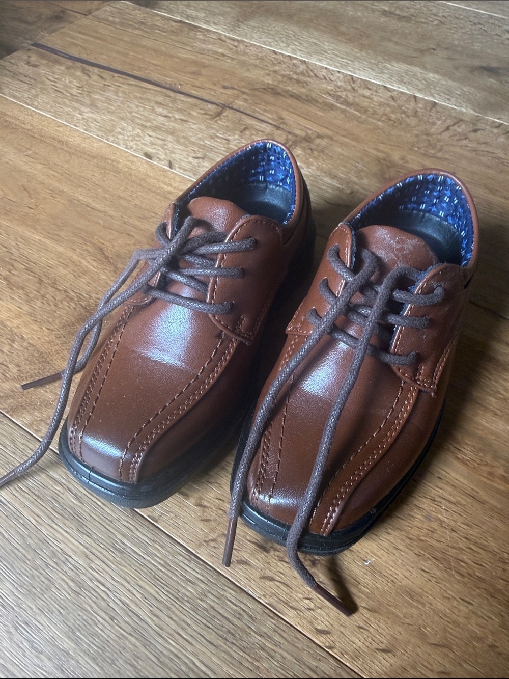 Kids' Brown Leather Dress Shoes - Lace-Up Comfort - Picture 2 of 7
